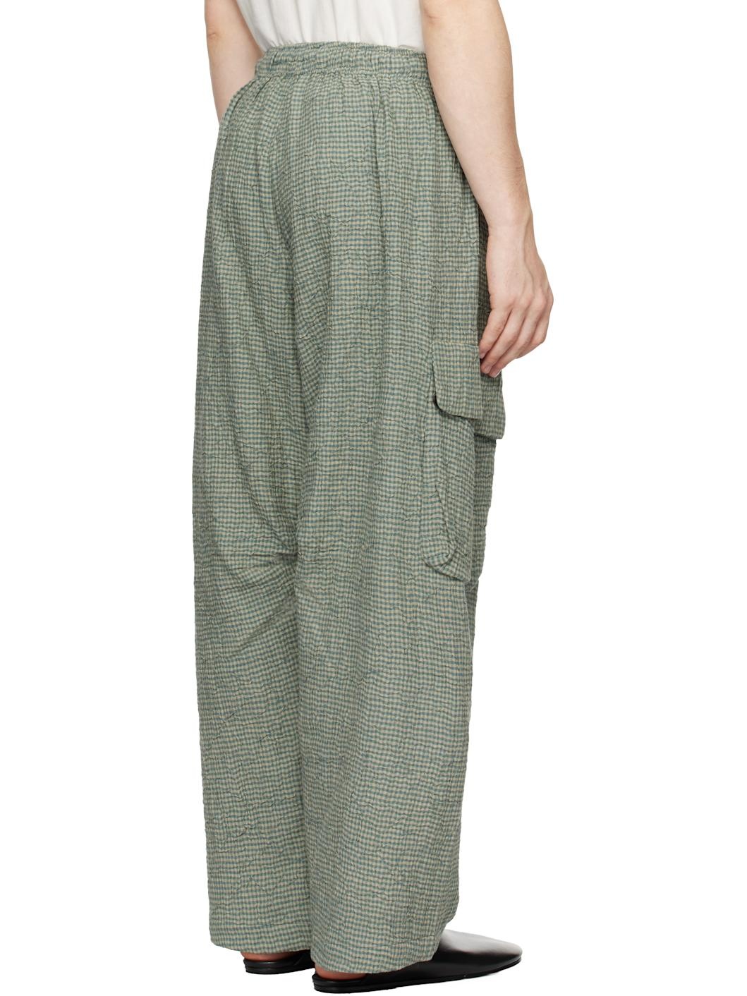 Blue Check Cargo Pants - 3