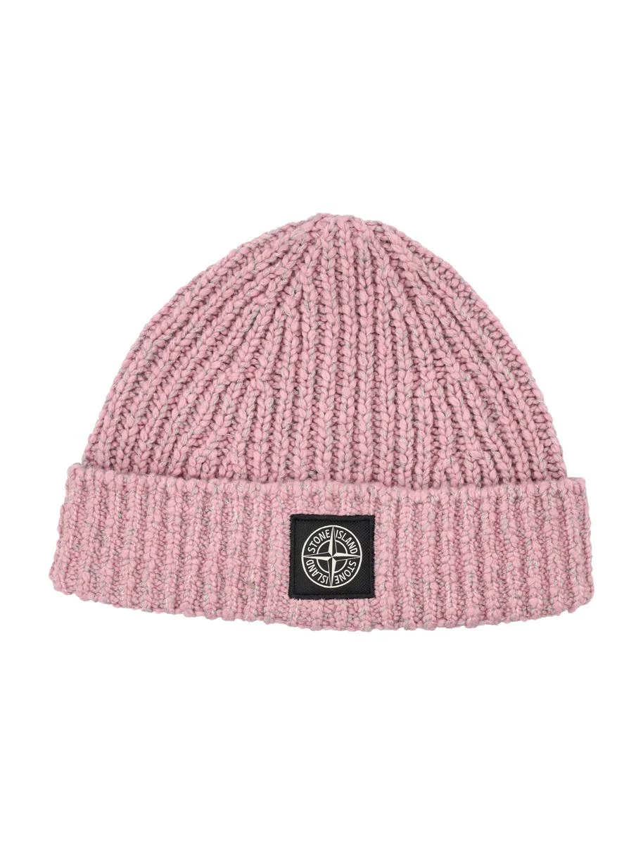Stone Island Mouliné Wool Beanie With Compass Logo - 1