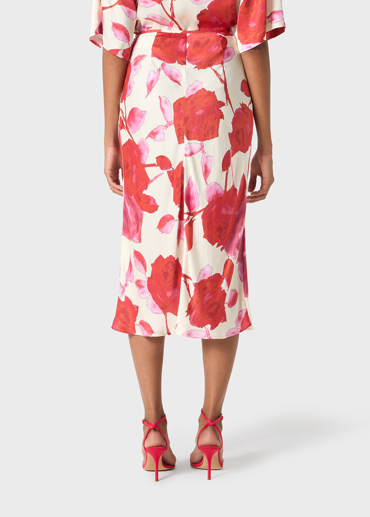 PRINTED SATIN MIDI SKIRT - 4