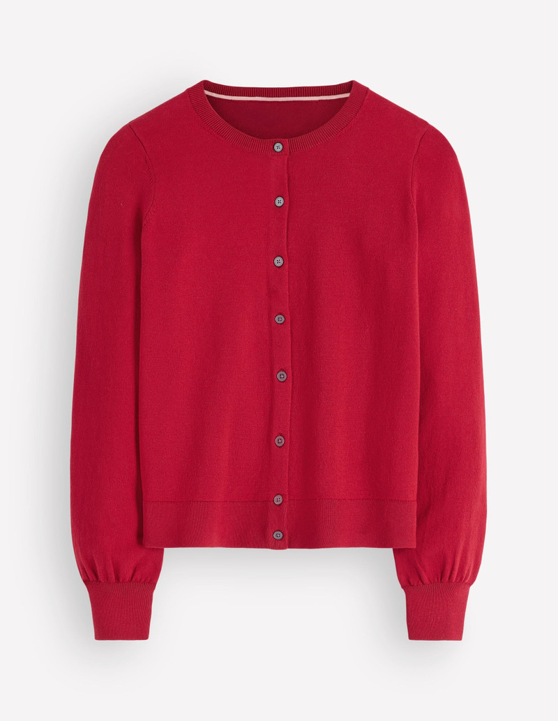Camilla Cotton Crew Cardigan-Crimson Red - 1
