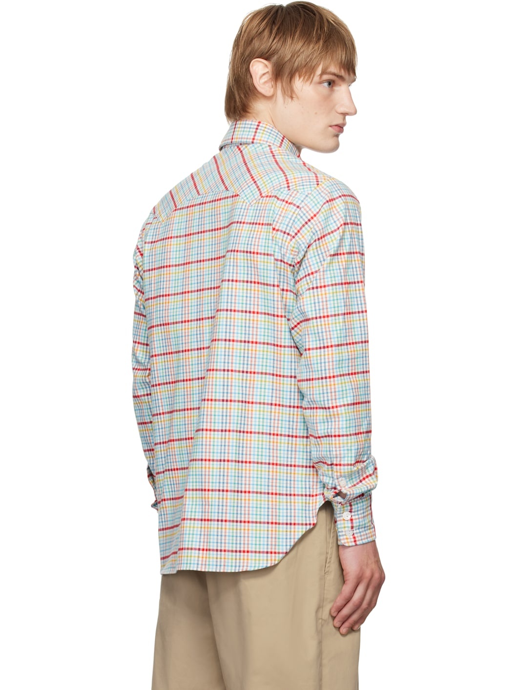 Multicolor Brushed Tablecloth Check Cotton Two-Pocket Work Shirt - 3