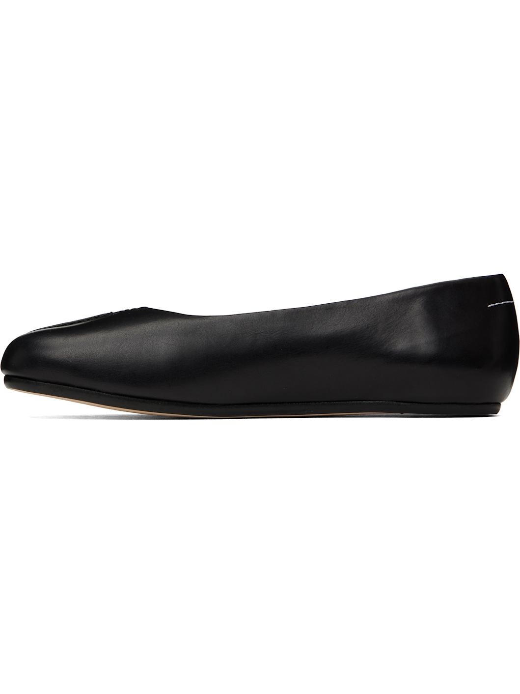 Black Leather Anatomic Ballerina Flats - 3