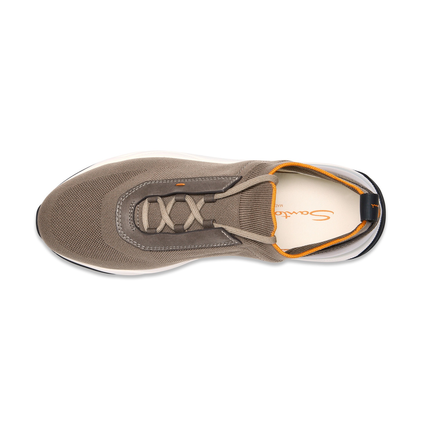 Men's beige stretch knit and leather sneaker - 4