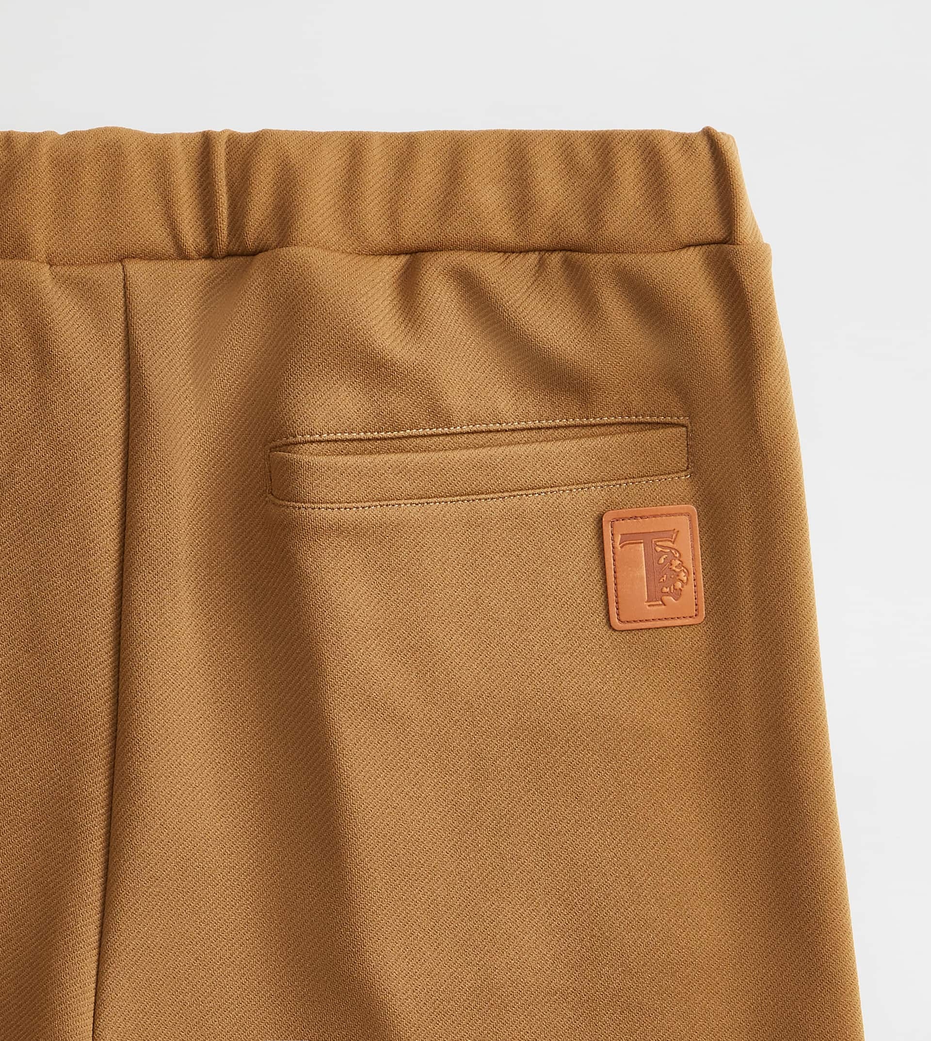 TROUSERS WITH LEATHER PIPING - BROWN - 3