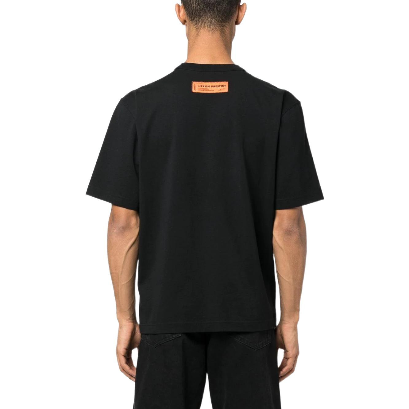 HERON PRESTON SS23 Misprinted Heron T-shirt 'Black' HMAA032S23JER0061010 - 2