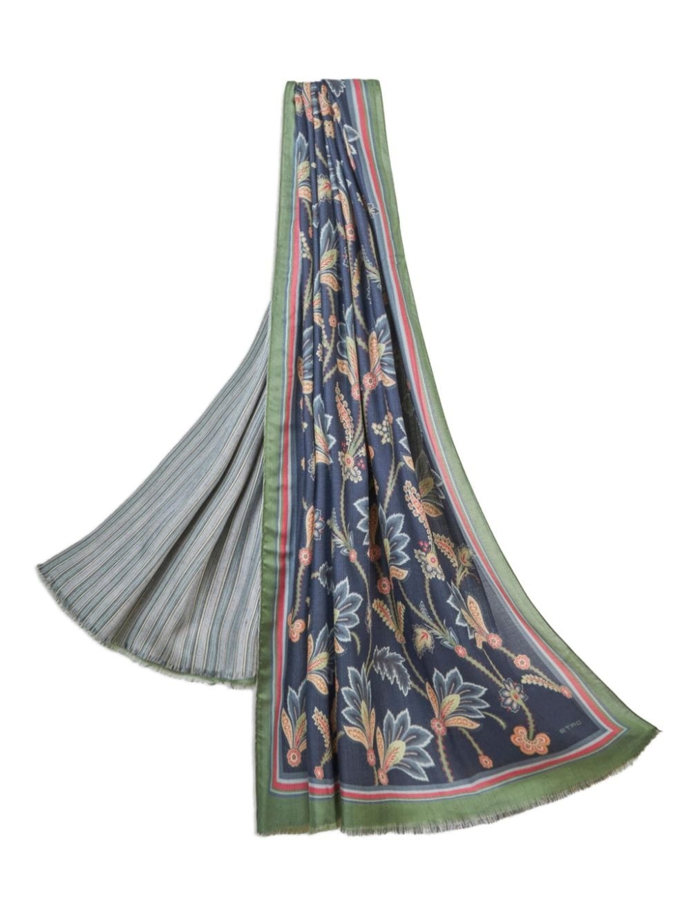 frayed floral-print scarf - 3