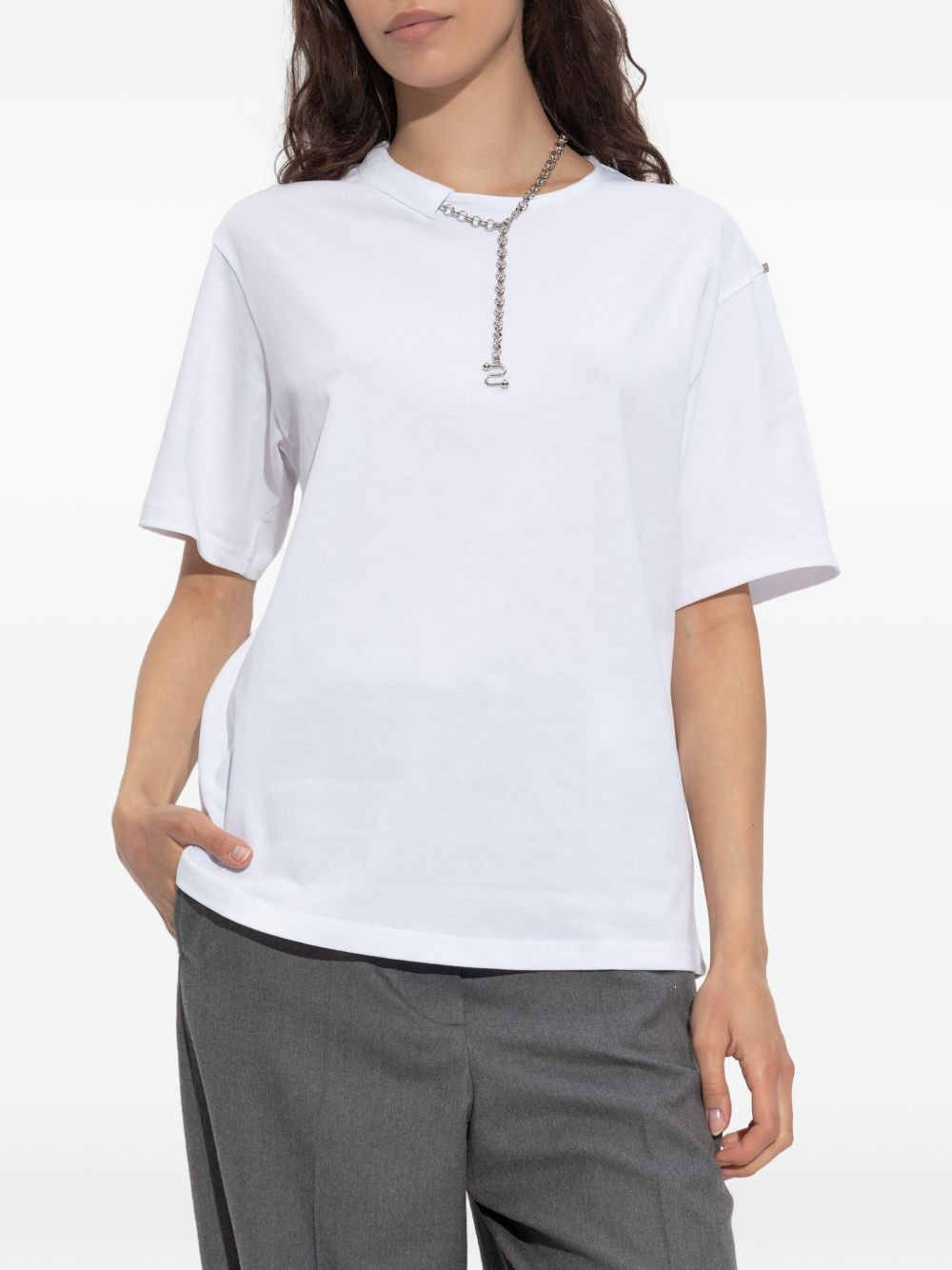 chain-embellished cotton t-shirt - 3