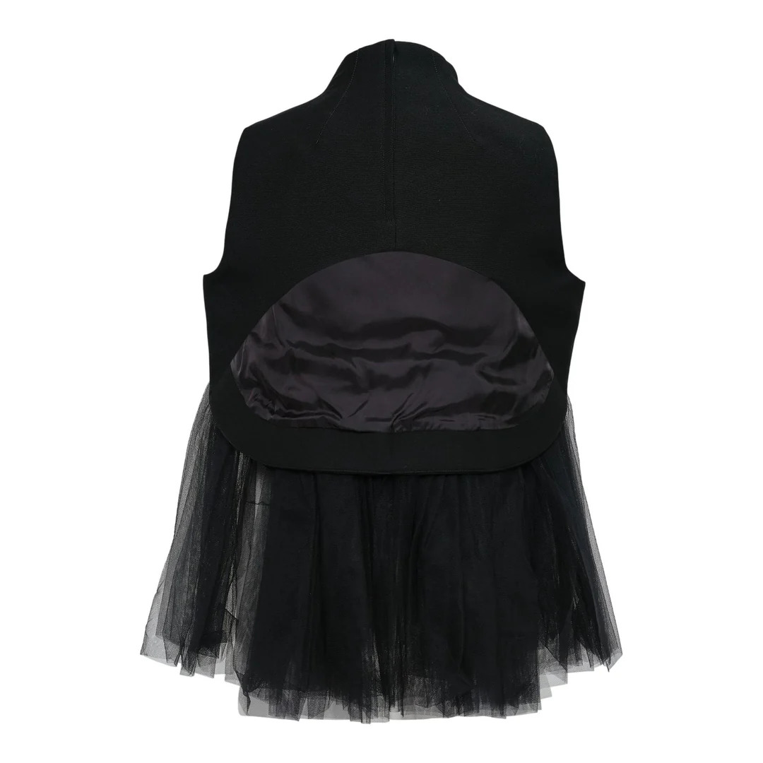 Wool Doeskin X Nylon Tulle Top - 2