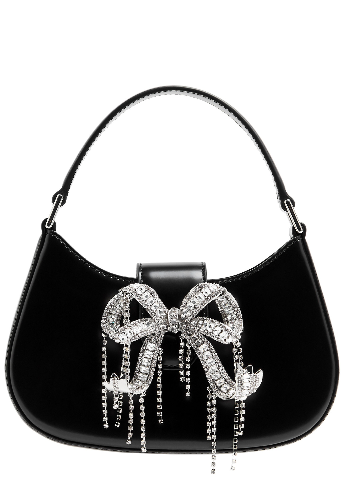 Crescent Bow embellished leather top handle bag - 1