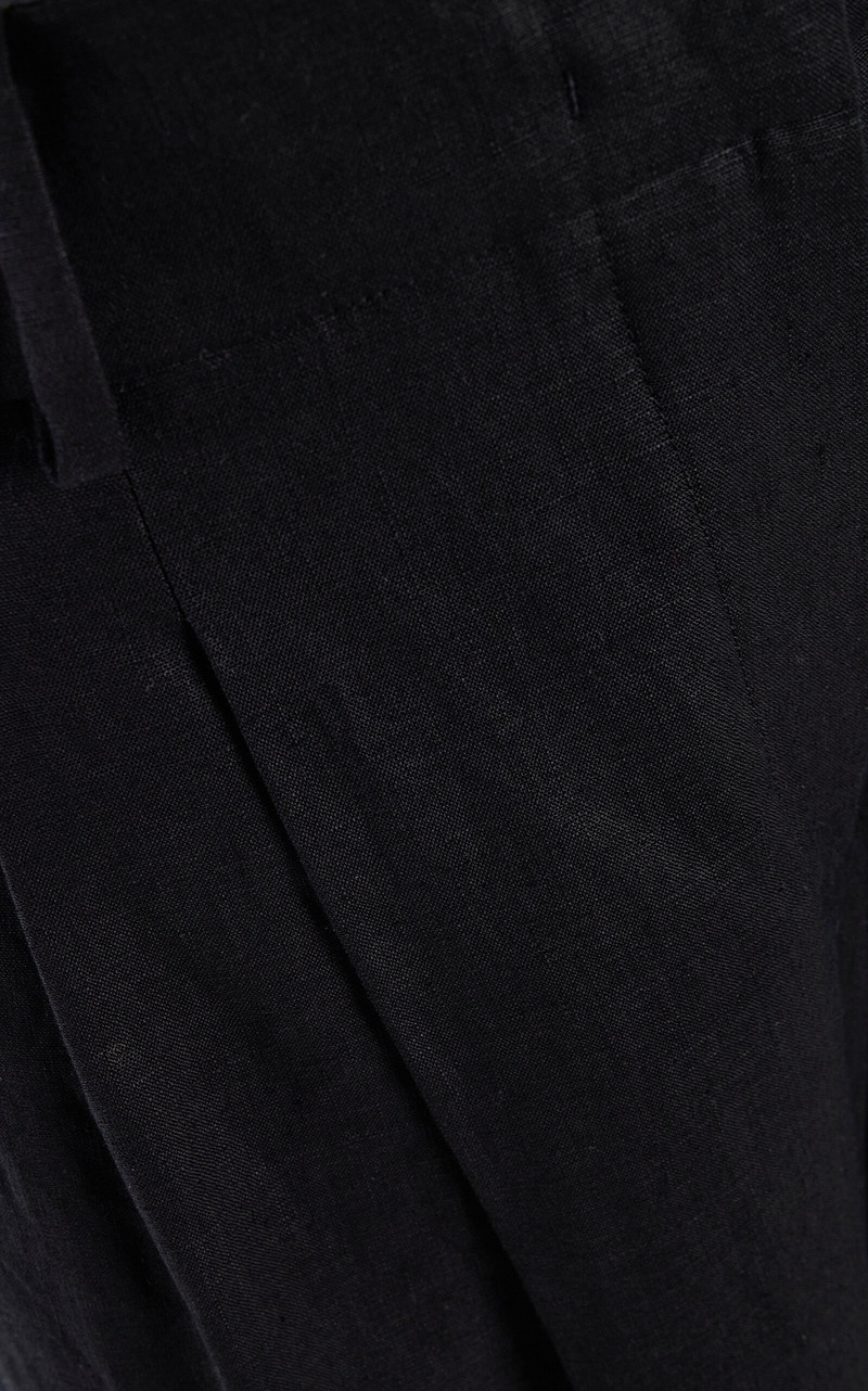 Pleated Linen Wide-Leg Pants black 5