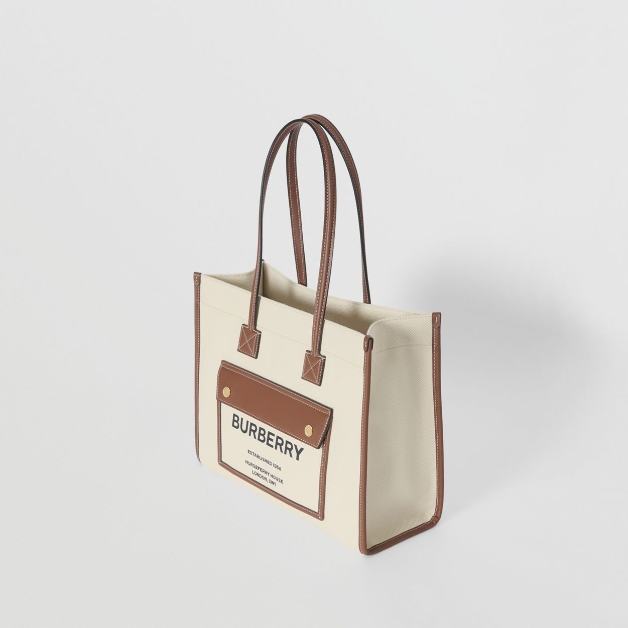 Small Two-tone Canvas and Leather Freya Tote - 4