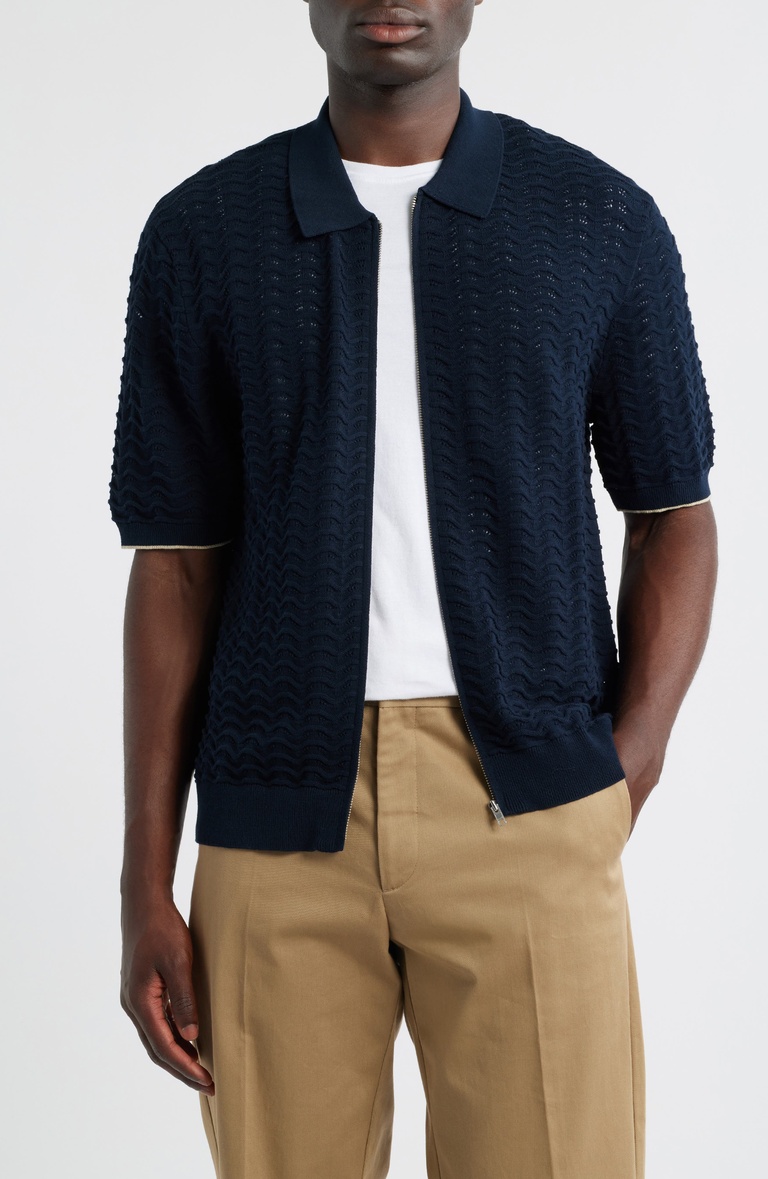 NN07 Gustav 6636 Full Zip Top in Navy Blue at Nordstrom - 1