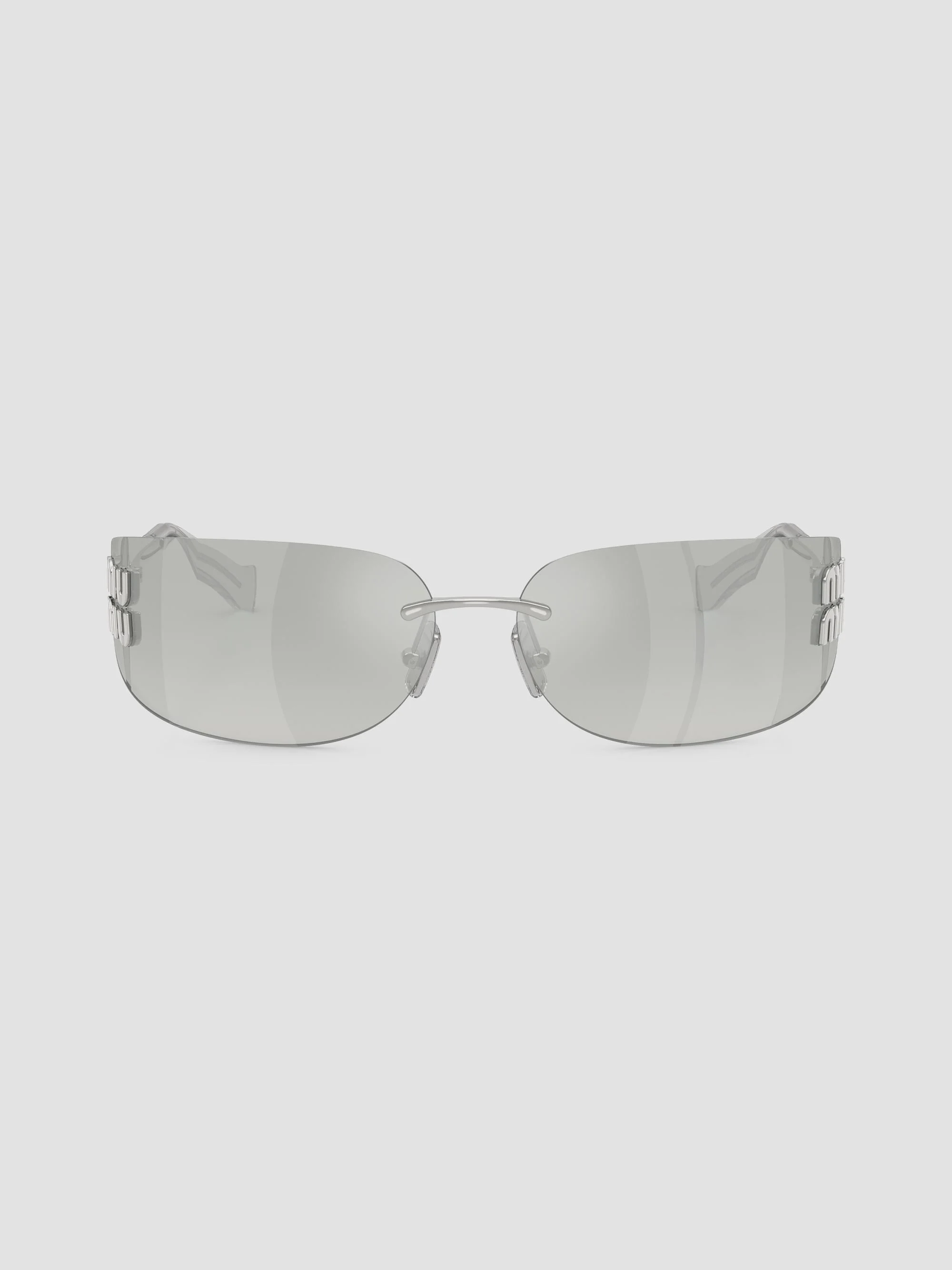 Women's 75MM Rimless Wrap Sunglasses - Silver - 1