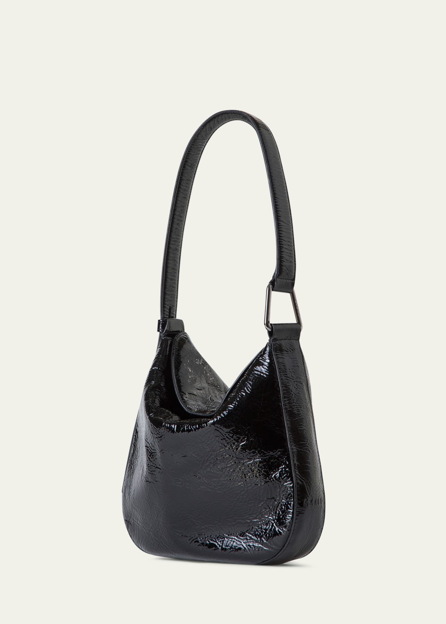 Anna Lacquered Leather Small Hobo Bag - 4