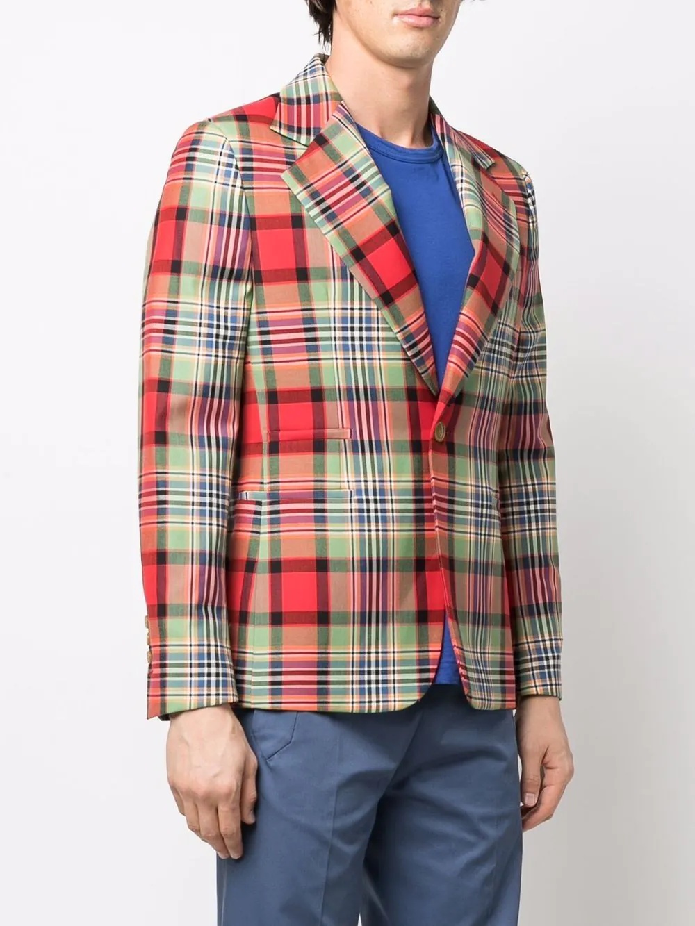 tartan single-breasted blazer - 3