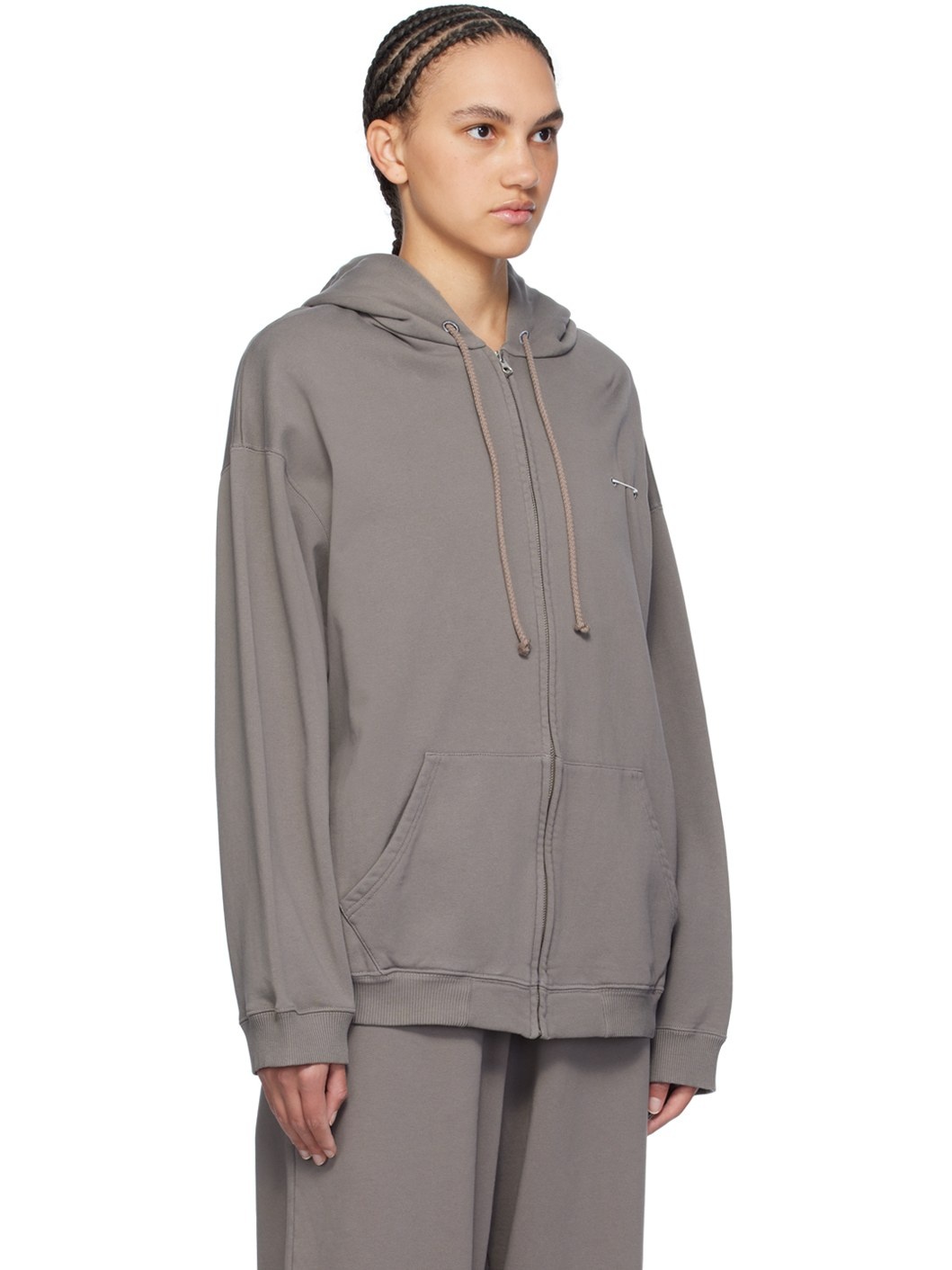 Taupe Safety Pin Hoodie - 2