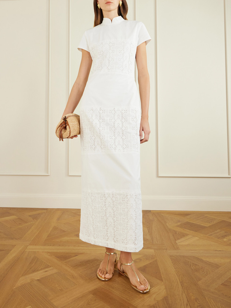 DESTREE Clelia Paneled Broderie Anglaise-trimmed Cotton-poplin Midi Dress outlook