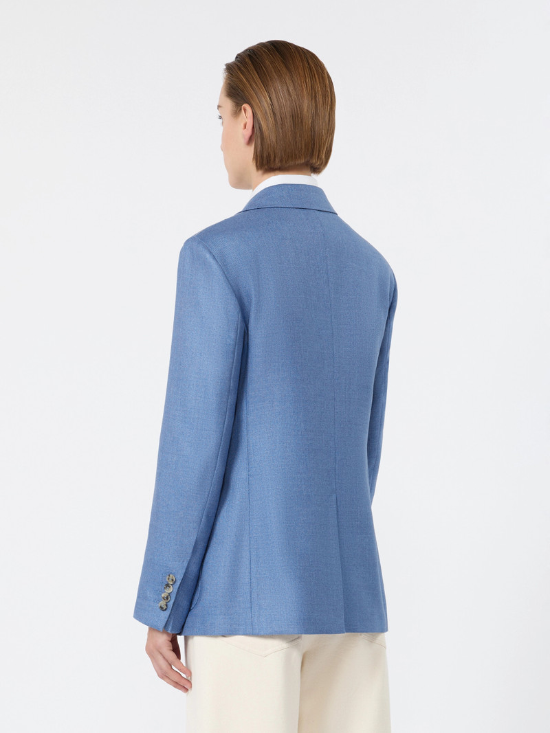 PESCHE Single-breasted wool and silk canvas blazer - LIGHT BLUE 4