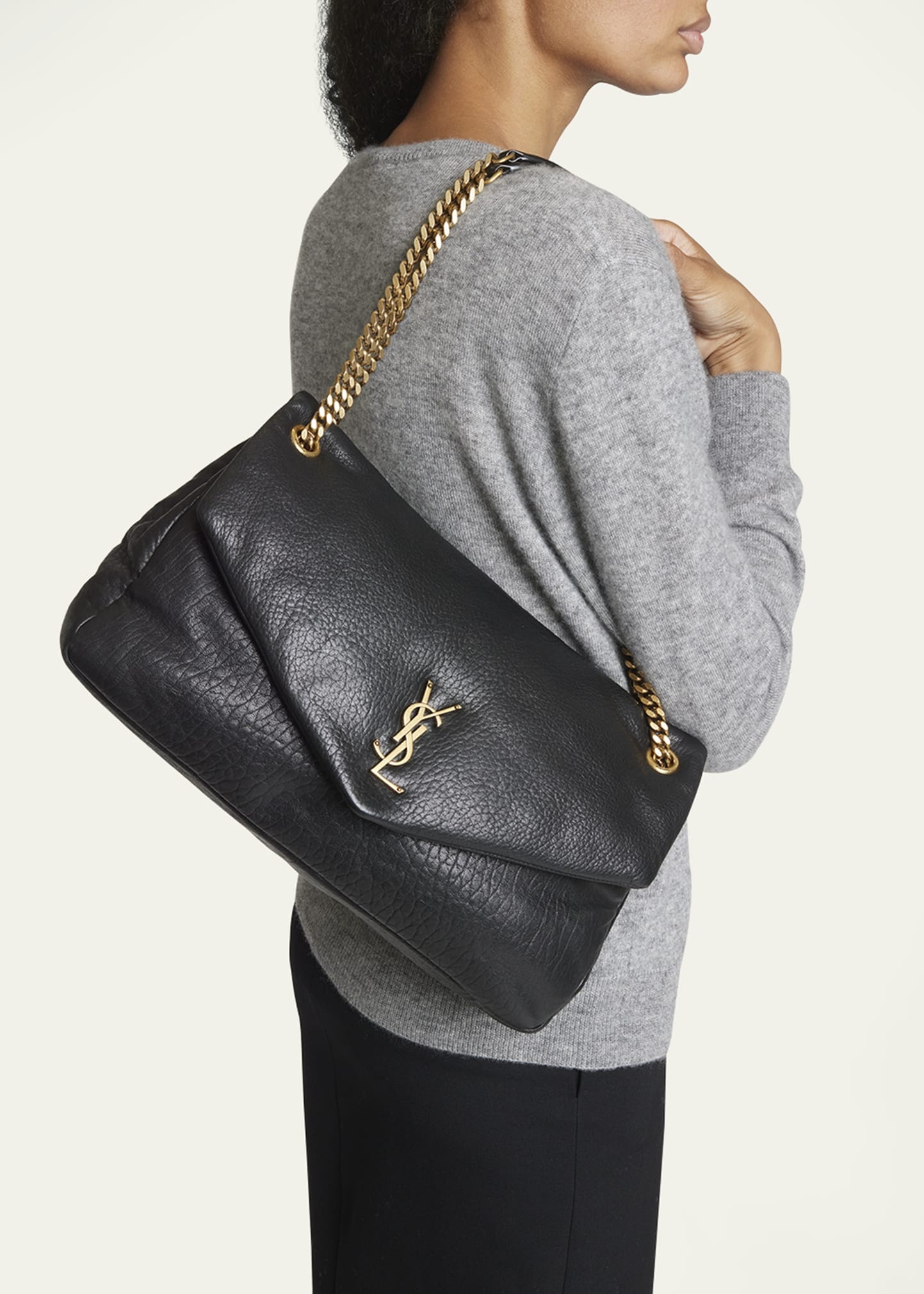 Calypso Large YSL Shoulder Bag in Leather - 2