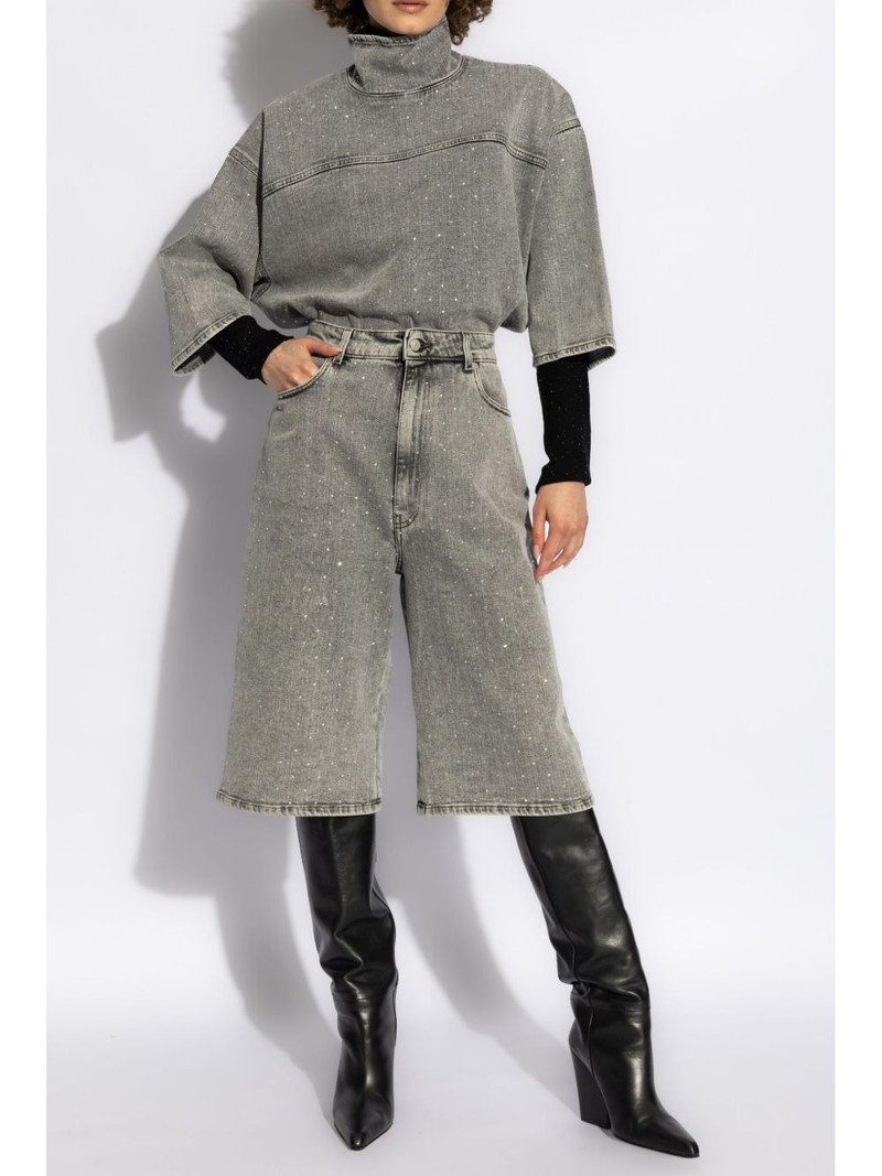 FABIANA FILIPPI rhinestone embroidered denim top outlook