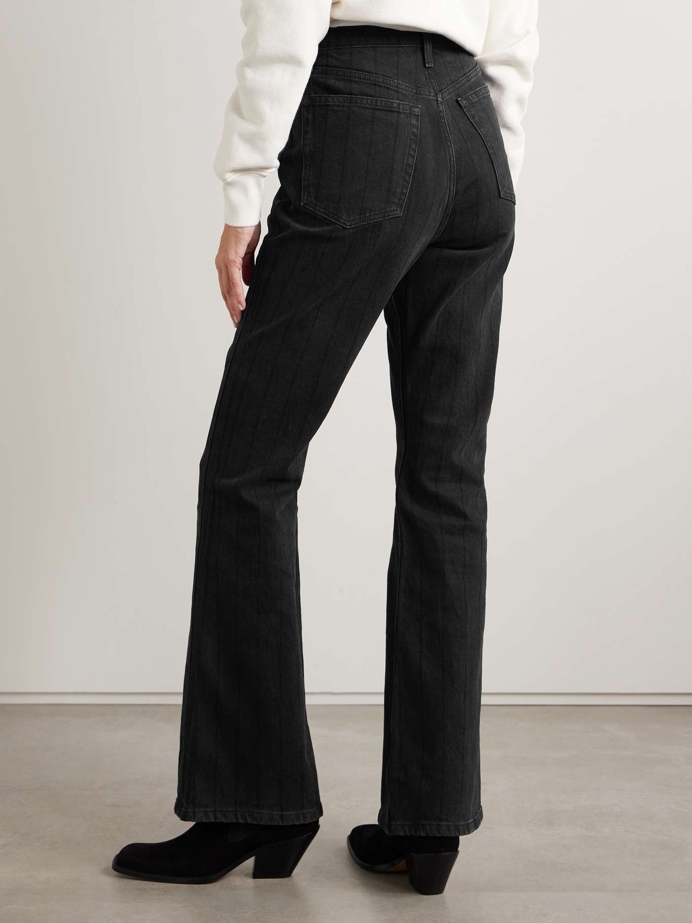 The Riding Jean striped high-rise flared jeans Black - 4