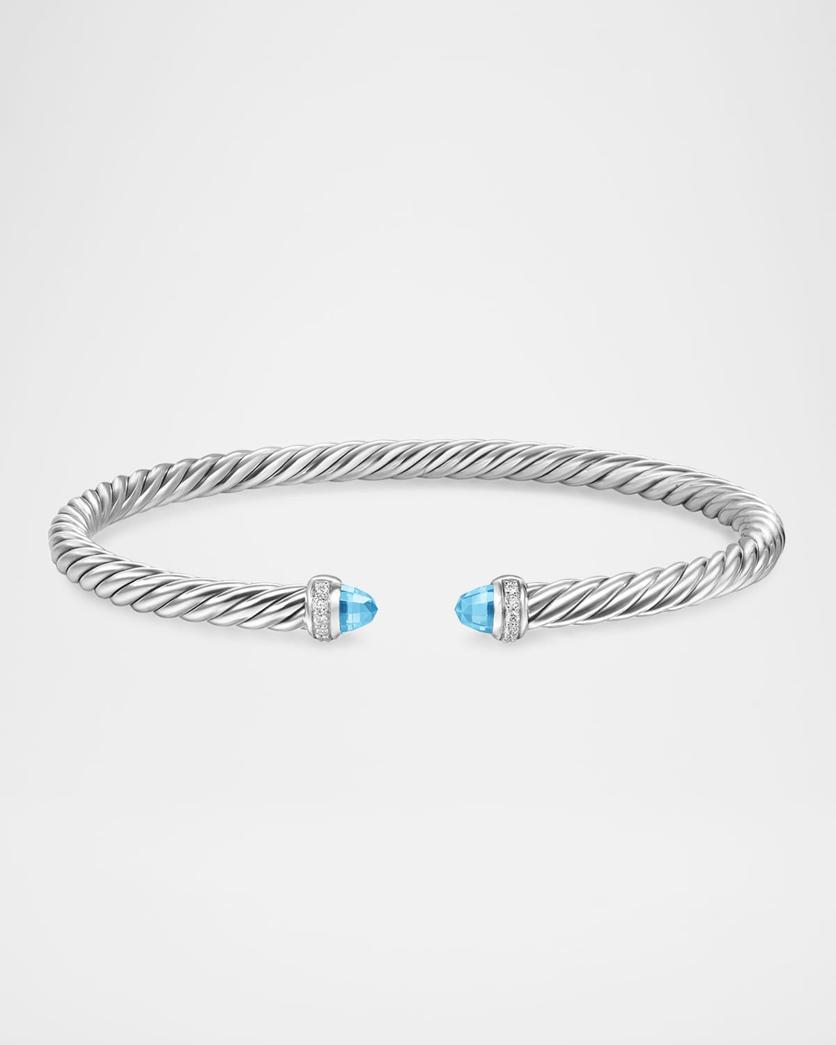 Modern Cable Flex Bracelet with Gemstones and Diamonds in Silver, 4mm - 7