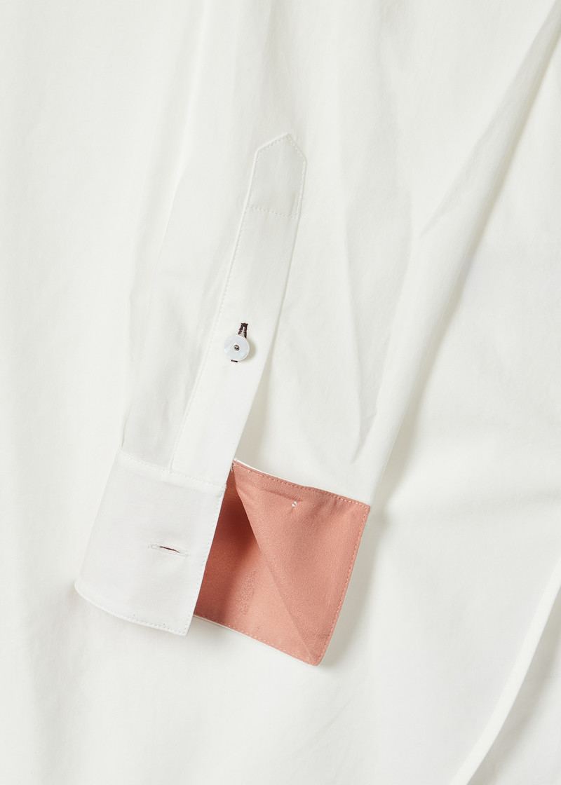 Paul Smith Women's Ecru Grandad Collar Oversized Shirt outlook