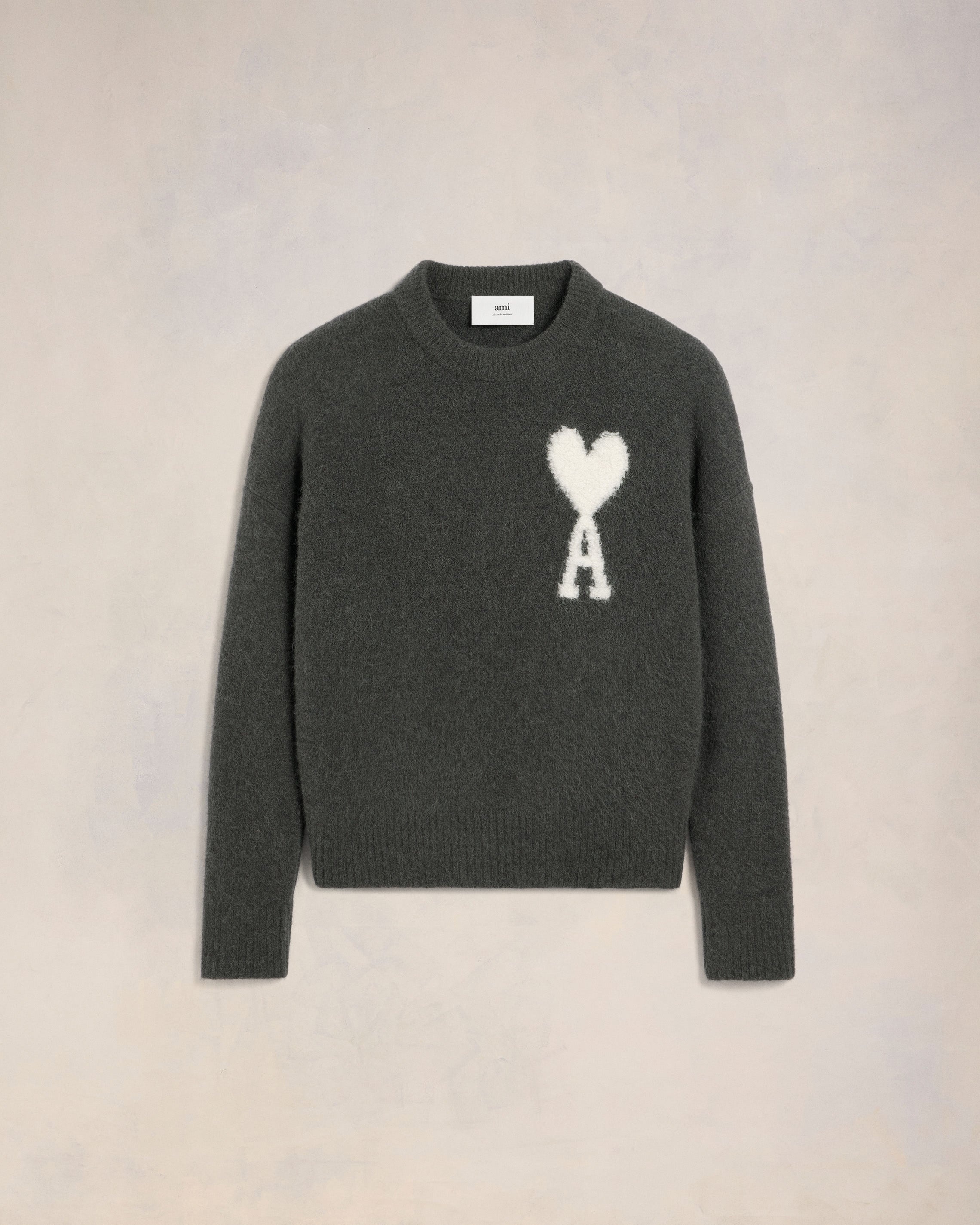 AMI Paris OFF-WHITE AMI DE COEUR CREW NECK SWEATER | REVERSIBLE