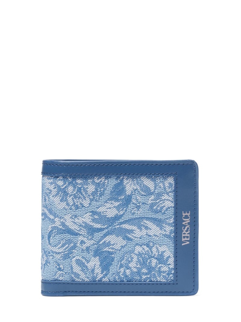 Jacquard & leather logo bifold wallet - 1