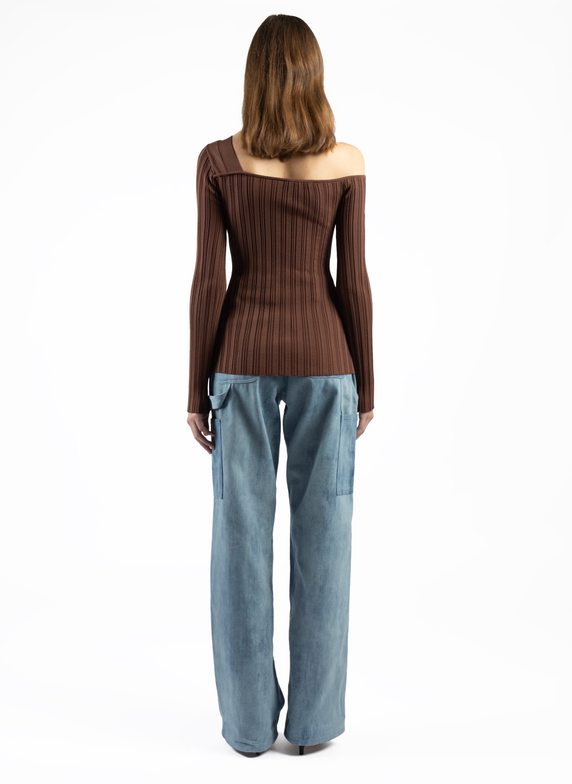 Asymmetric Fitted Jumper Brown - 5