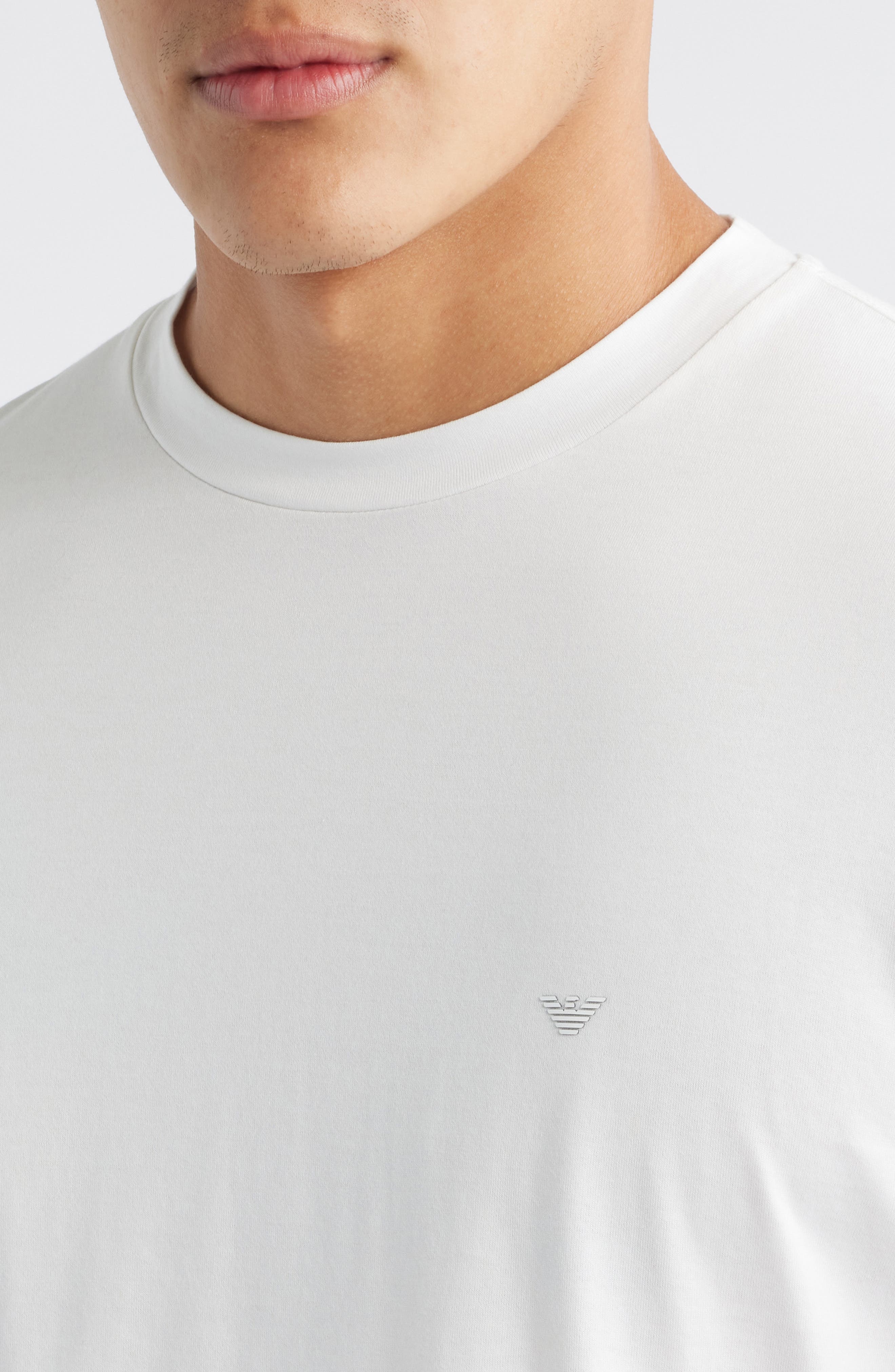 Emporio Armani Logo Embroidered Crewneck T-Shirt in Solid White at Nordstrom - 4