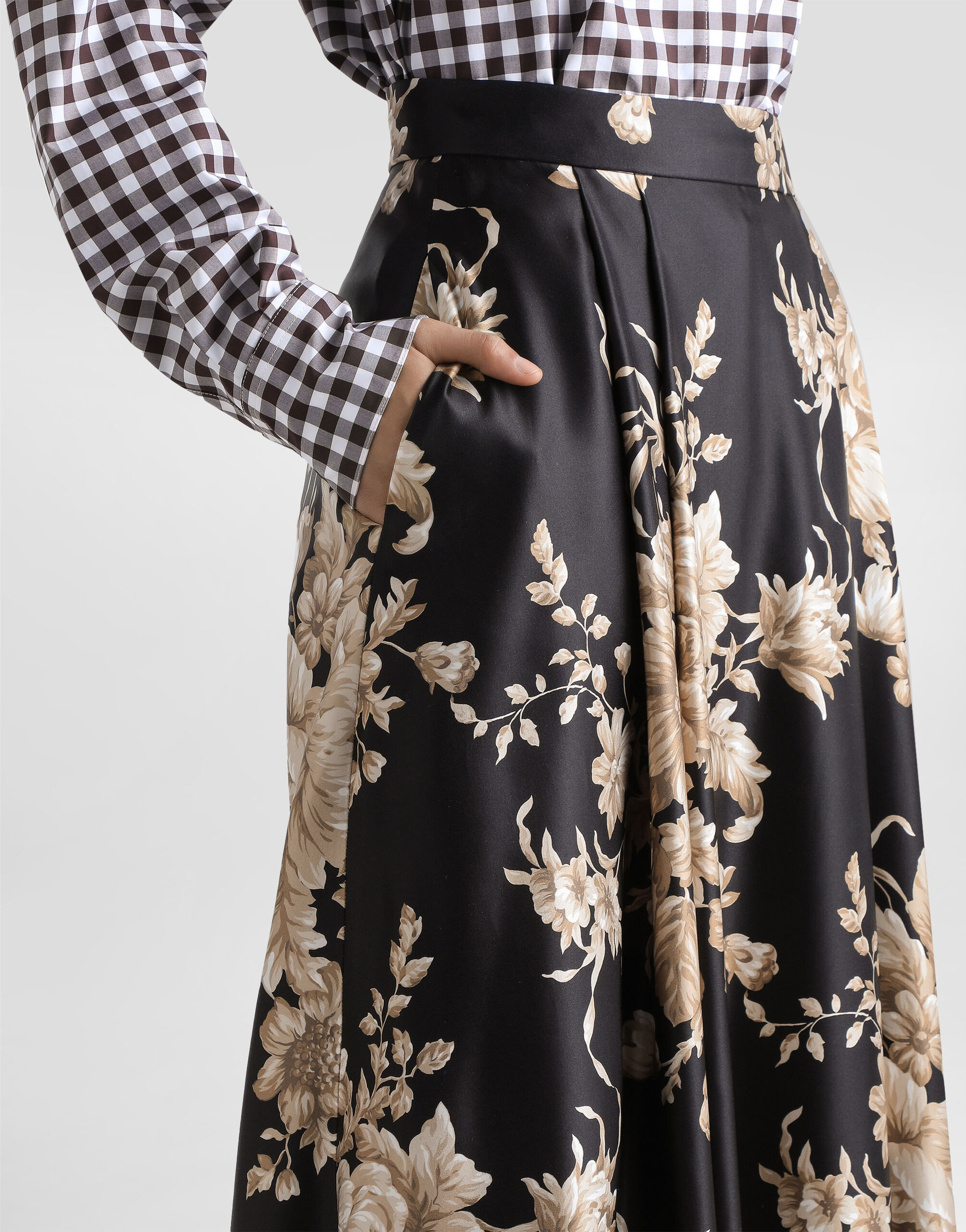 Rose-print midi skirt - 2