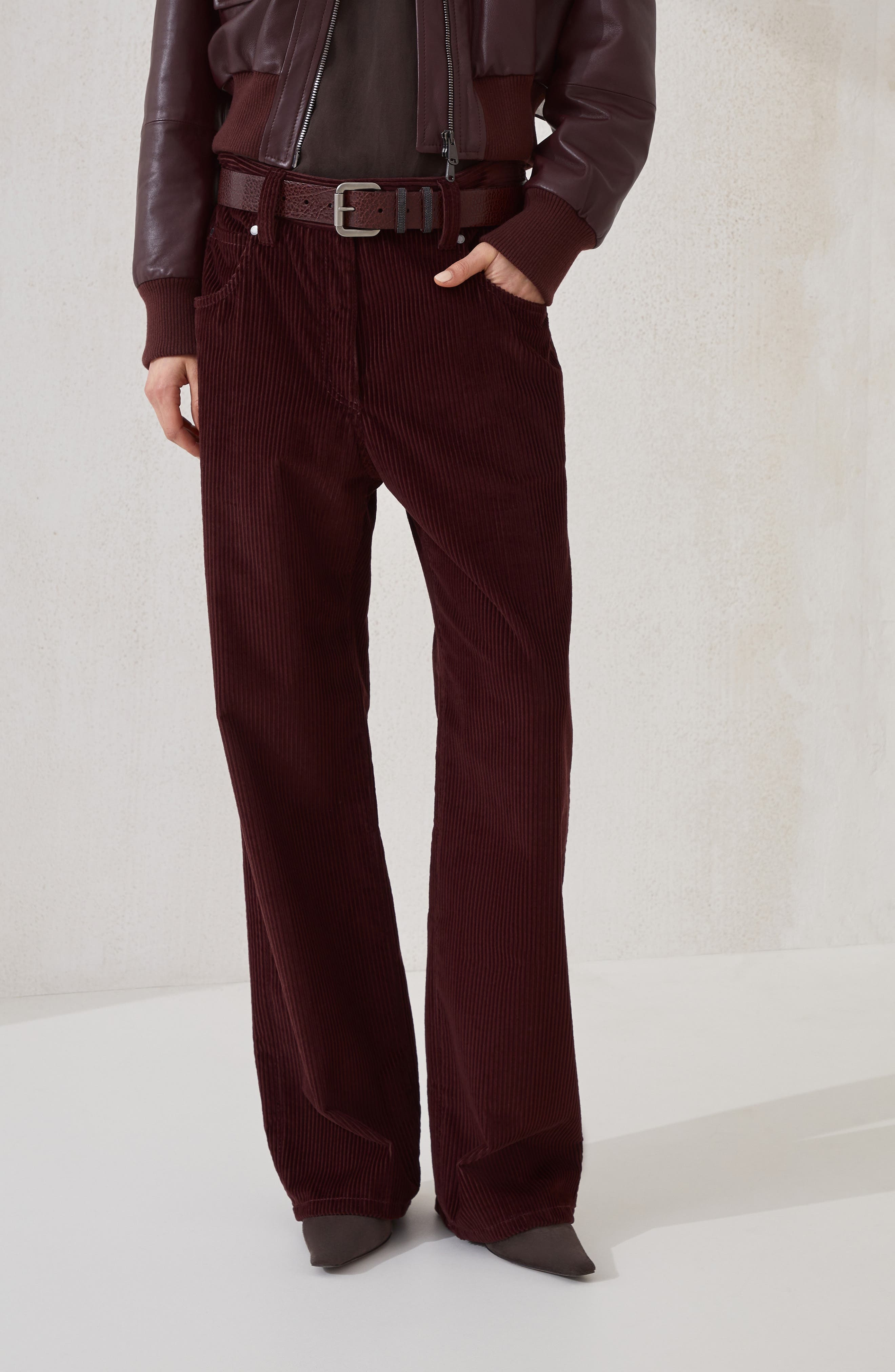 Brunello Cucinelli Straight five-pocket trousers in Burgundy at Nordstrom - 2