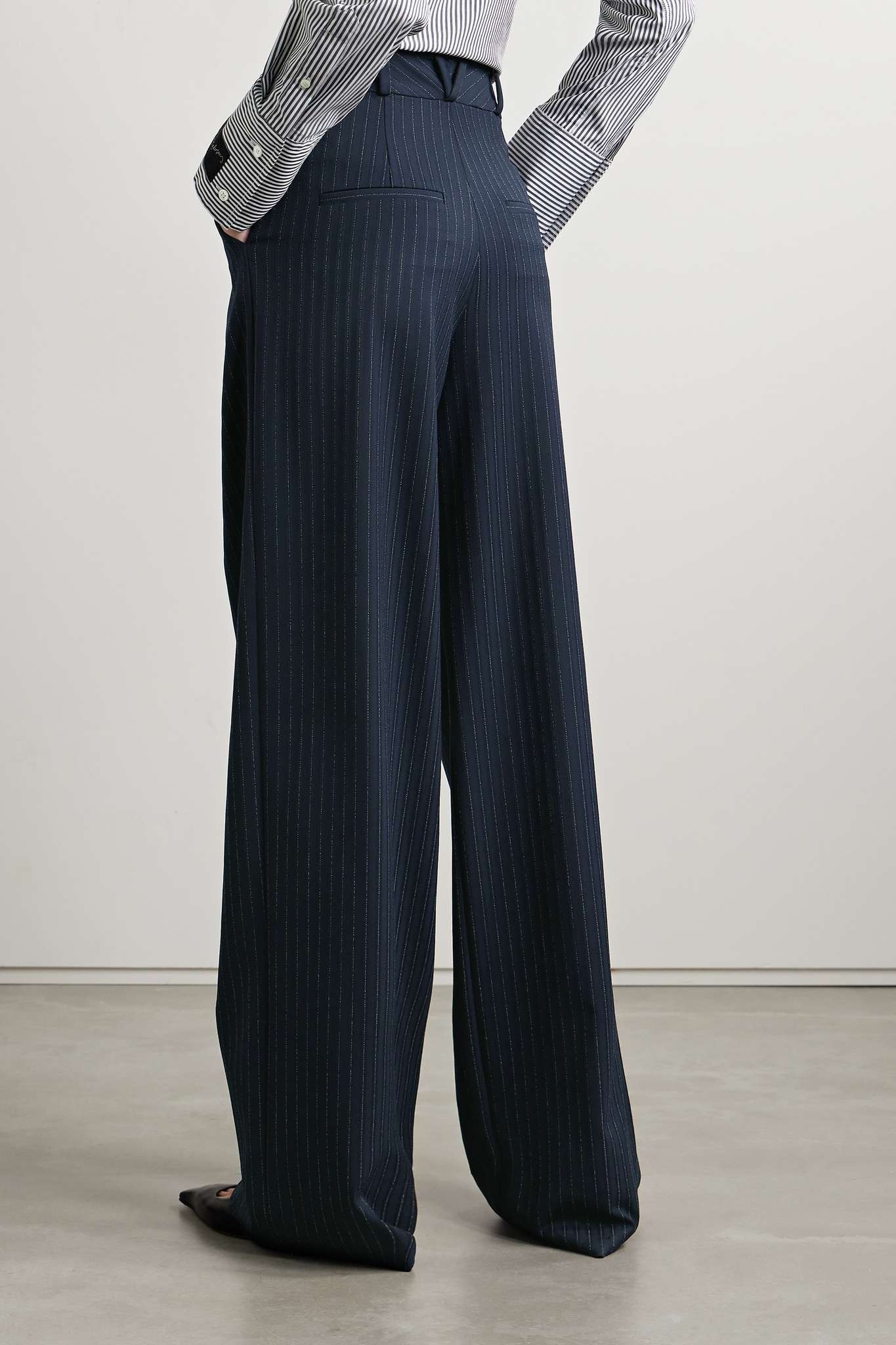 Heyser pleated metallic pinstriped twill wide-leg pants - 3