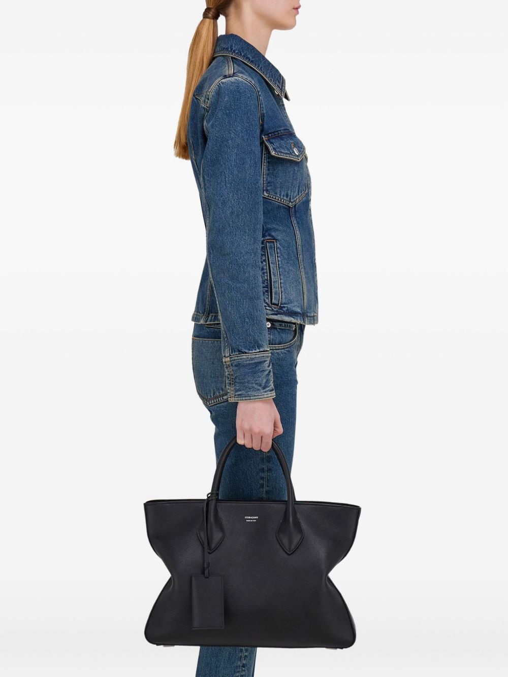 Monogram structured leather tote bag - 3