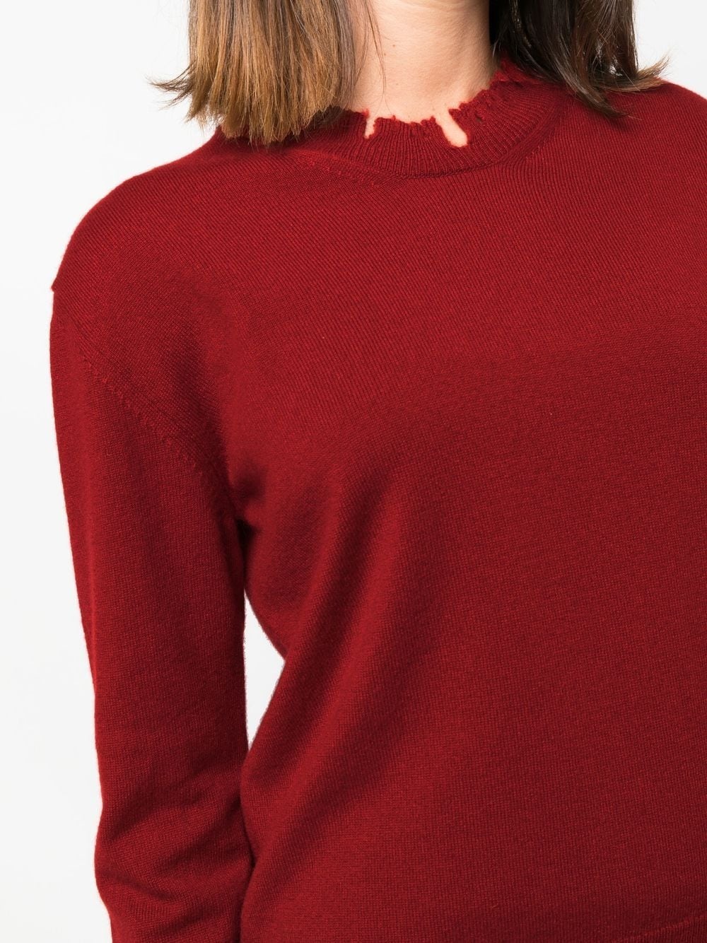 distressed-edge knit jumper - 5