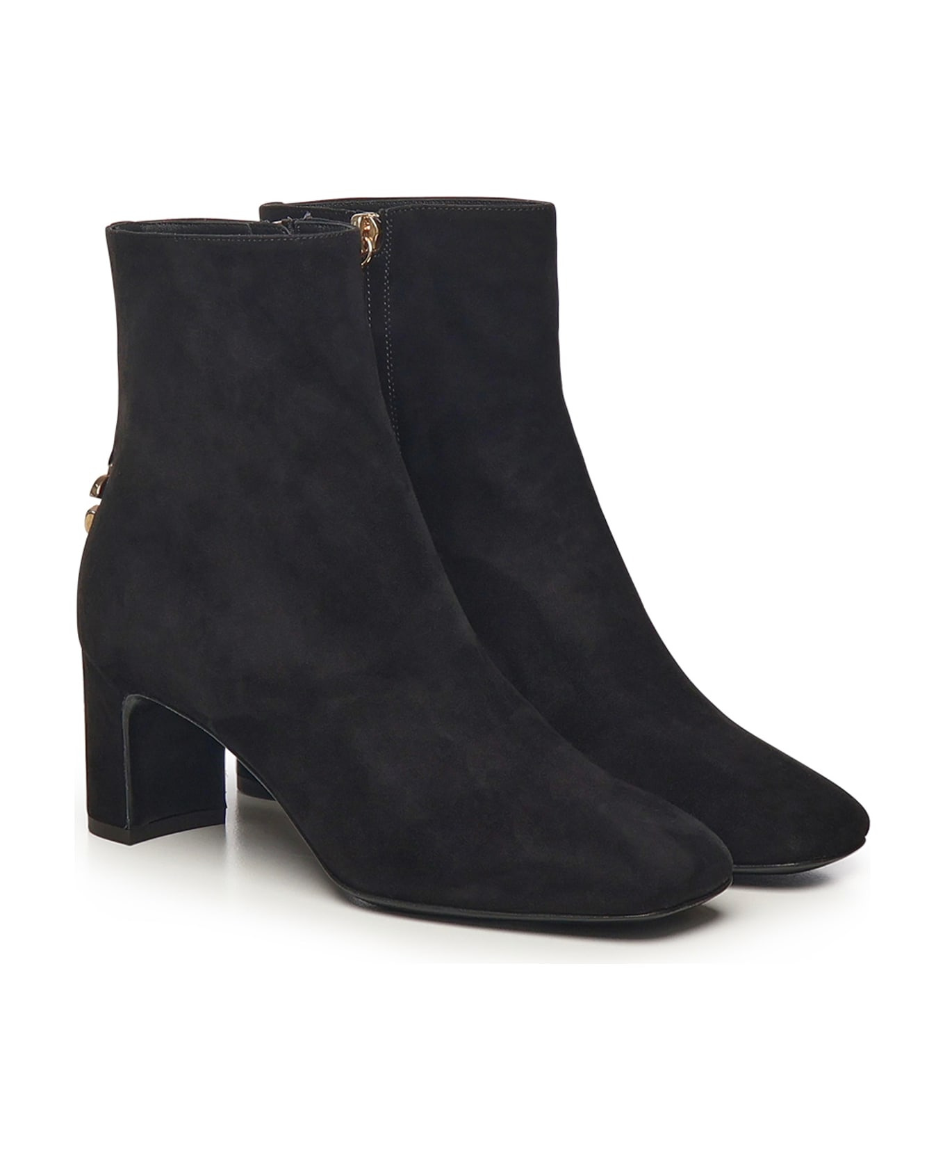 Black Ankle Boots With Dg Logo Plaque On The Back In Suede Woman - 2