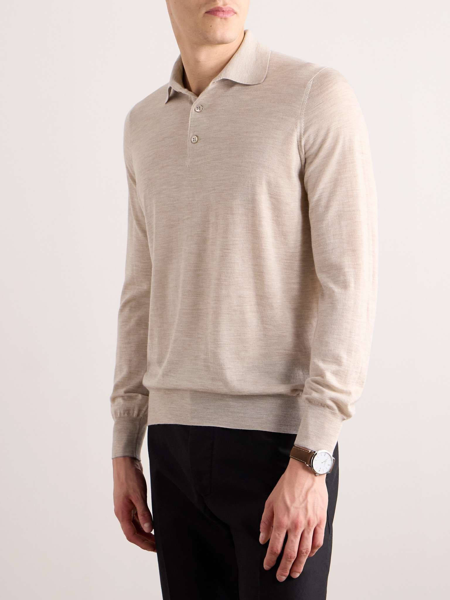 Virgin Wool and Cashmere-Blend Polo Shirt - 3