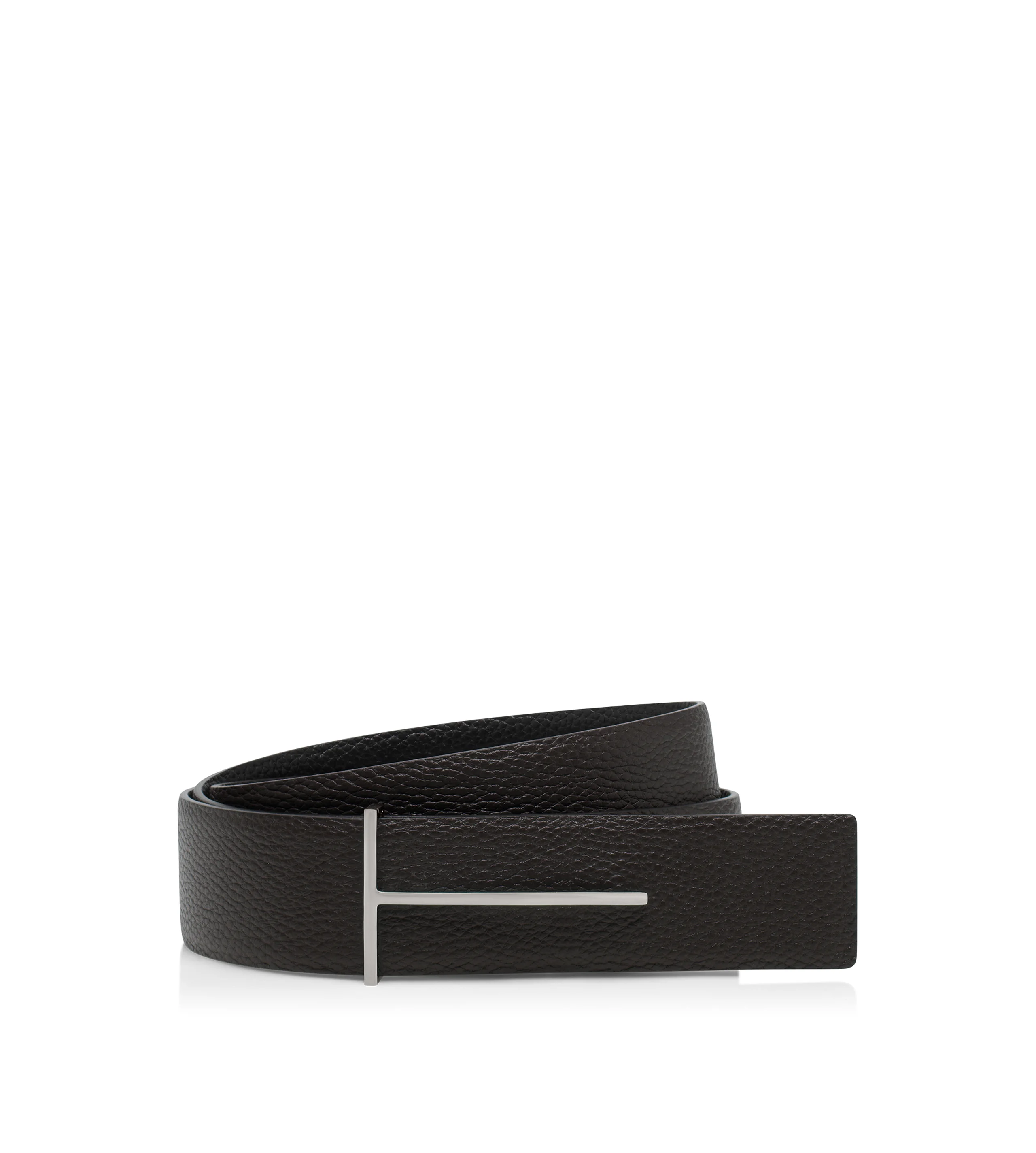 GRAIN LEATHER SLIM T REVERSIBLE BELT - 1