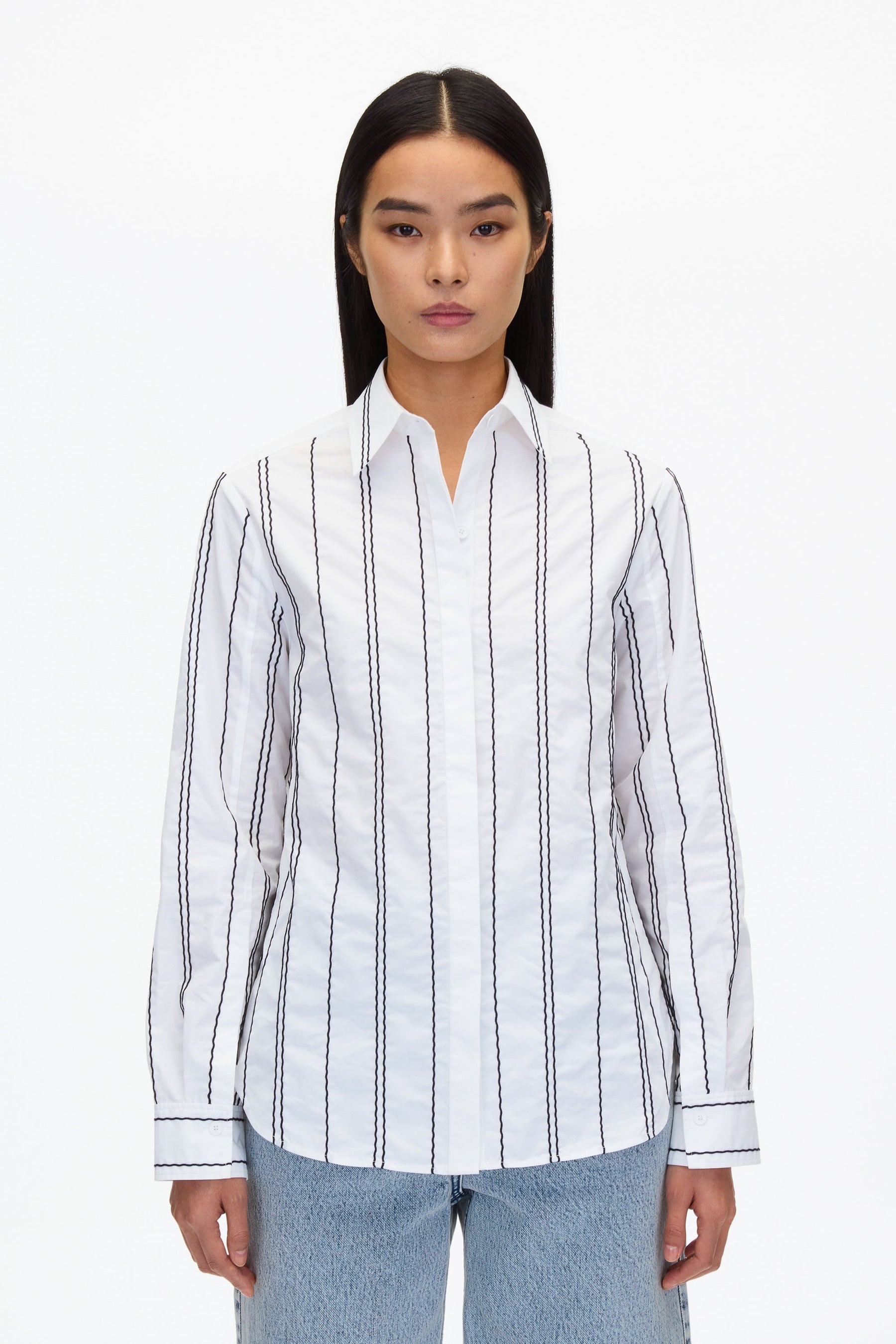Relax Fit Poplin Shirt with Wave Embroidery - 2