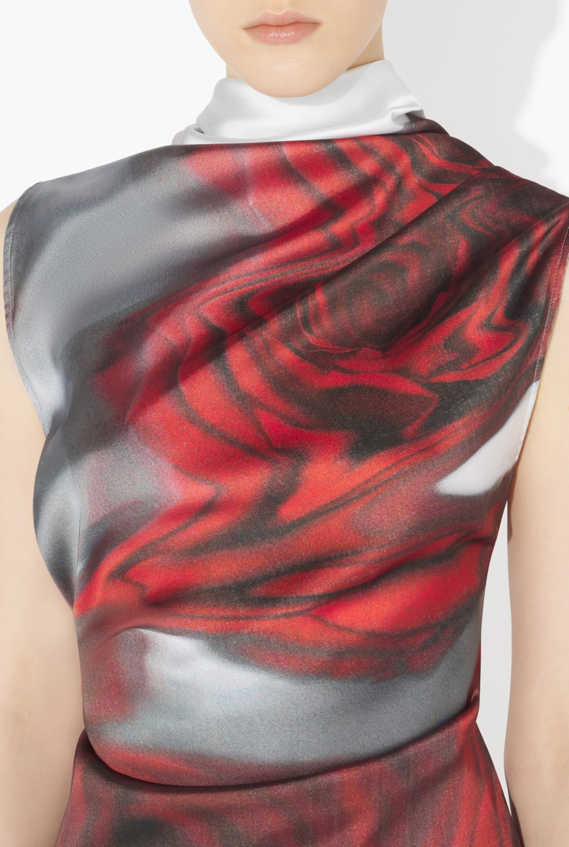 THE RED DRAPED BLURRY ROSES DRESS 4