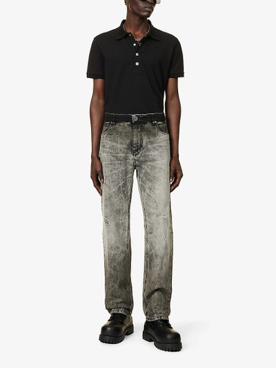 Balmain Brand-embroidered regular-fit straight-leg jeans outlook