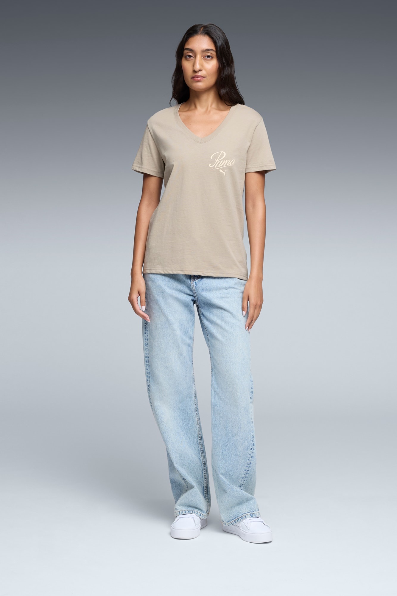 Essentials Script V-Neck Tee Women - 5