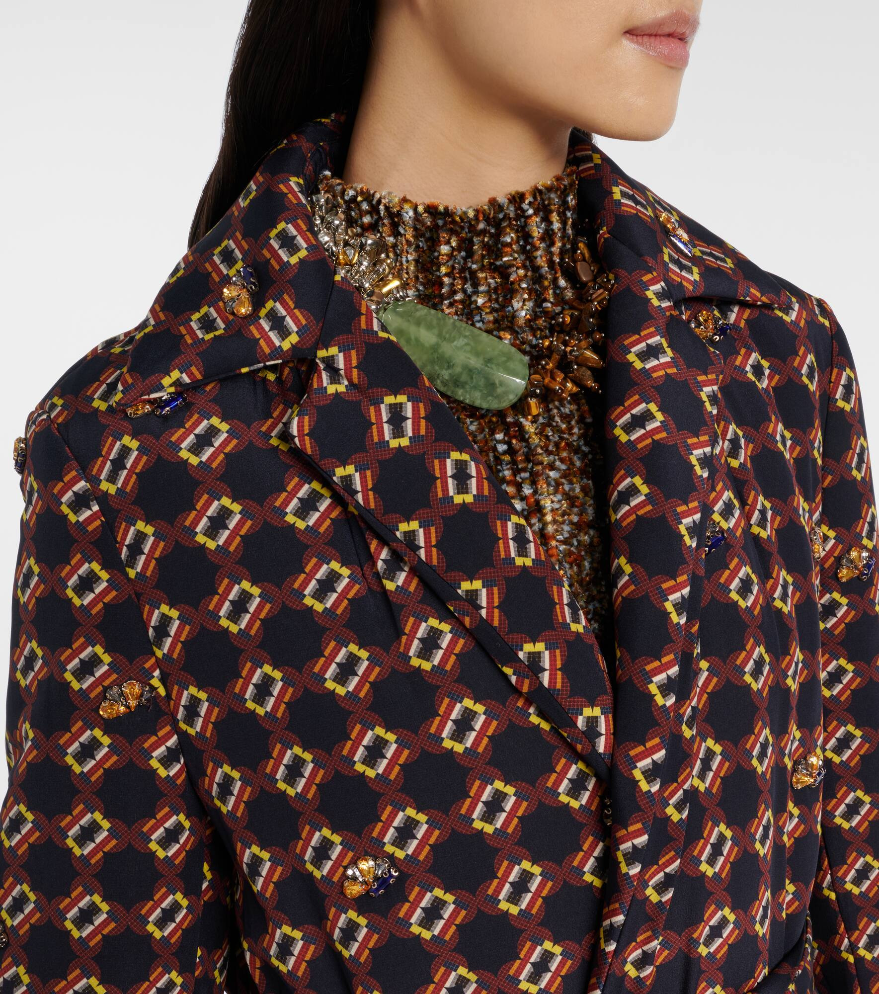 Sequined silk wrap coat - 4