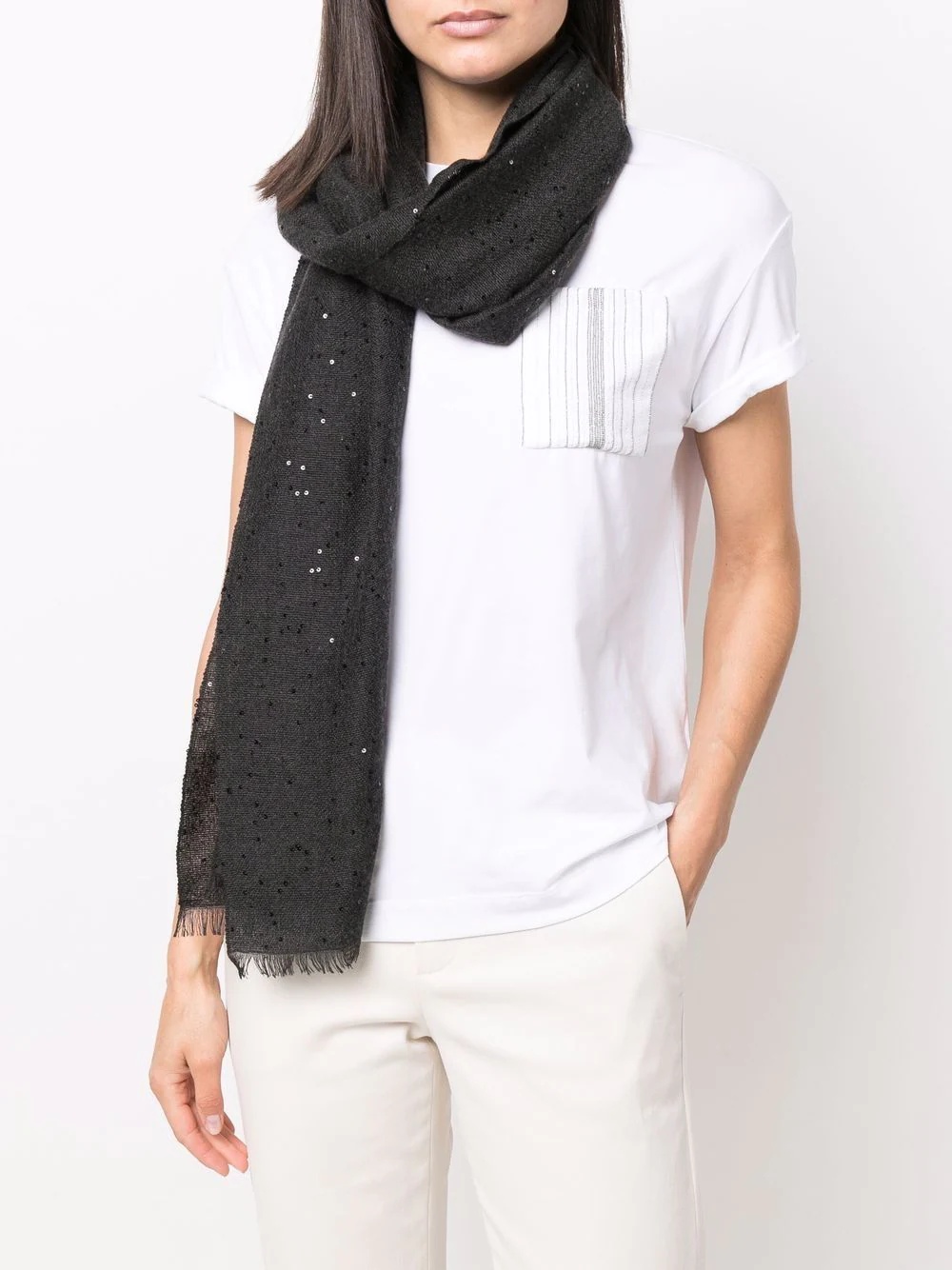 sequin-embellished scarf - 2