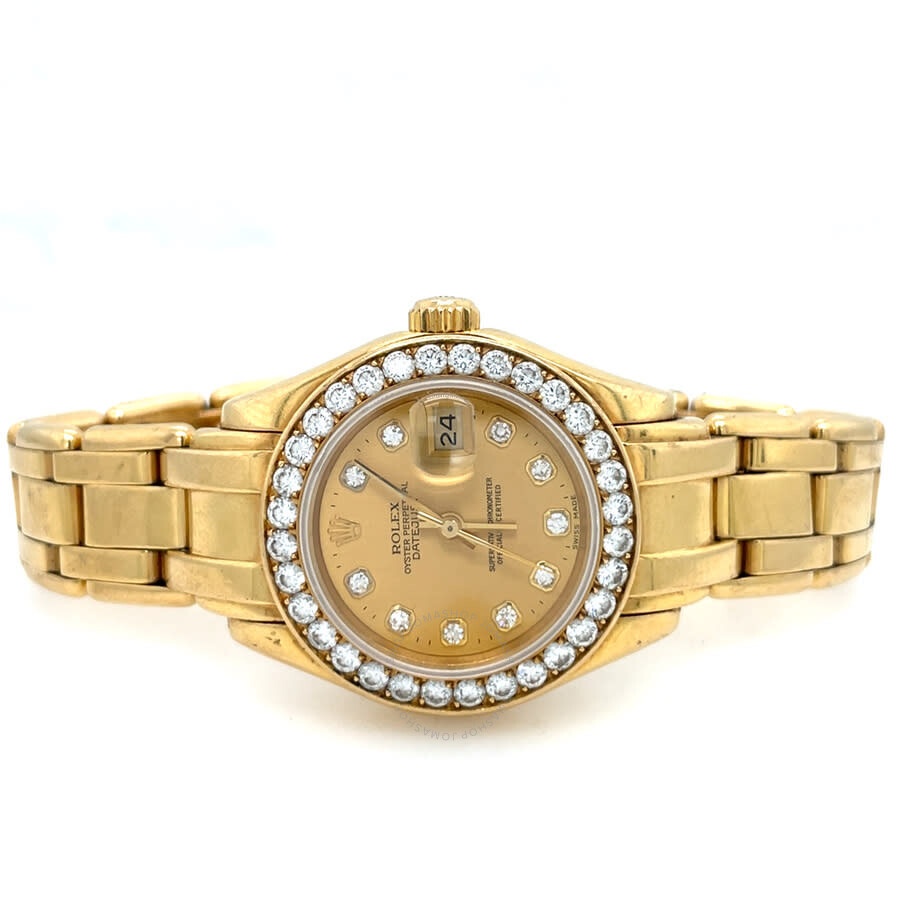 Pre-owned Rolex Lady Datejust Automatic Diamond Champagne Dial Ladies Watch 69298 CDPM - 5