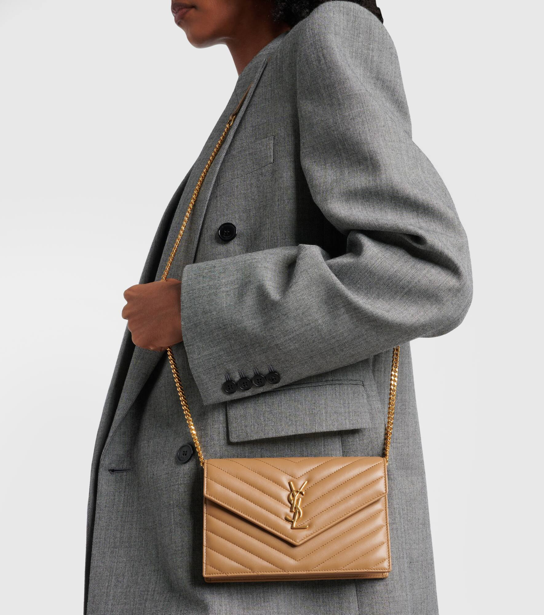 Cassandre Envelope matelassé leather wallet on chain - 7