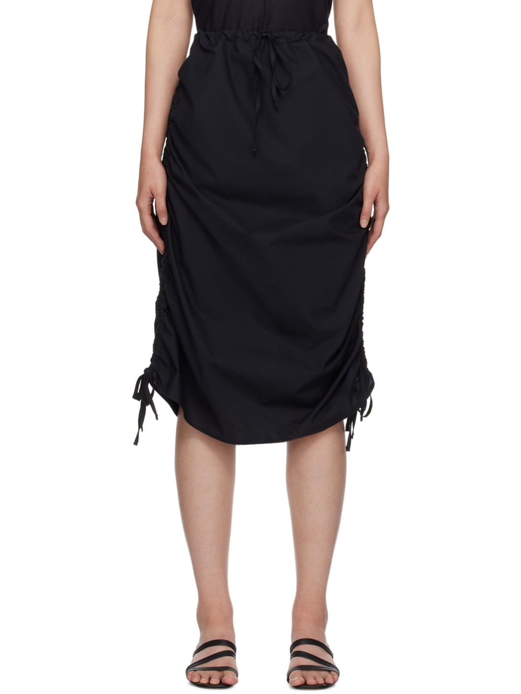 Black Pictorial Midi Skirt - 1