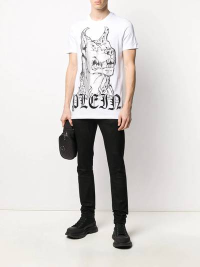 PHILIPP PLEIN crystal embellished dog T-shirt outlook