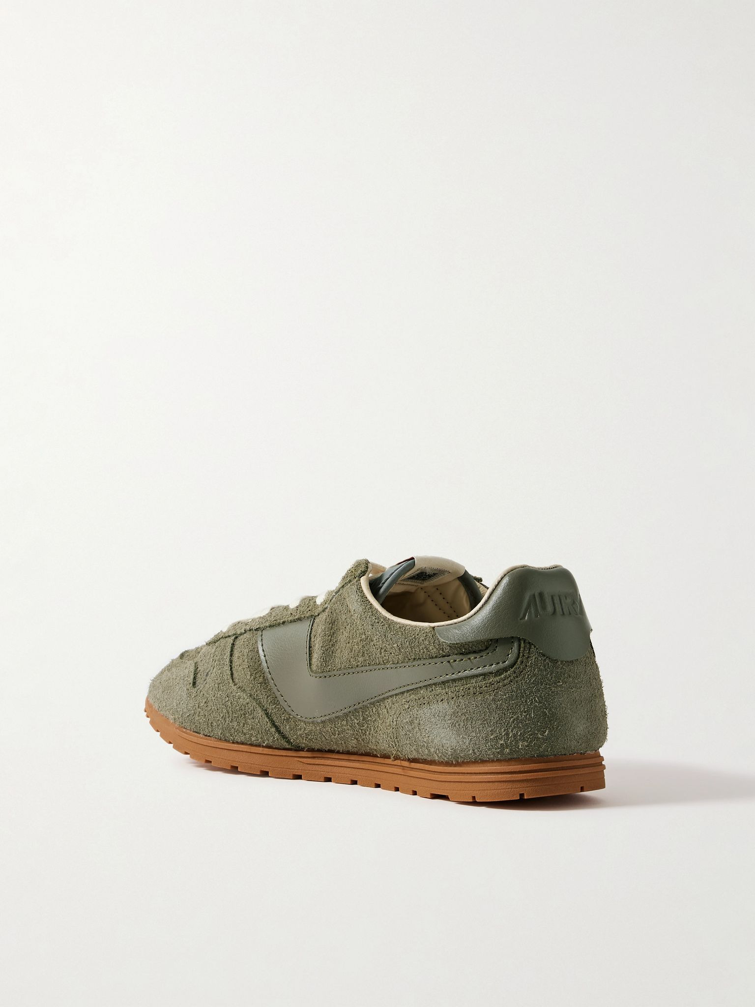 Windspin Leather-Trimmed Brushed-Suede Sneakers Green - 4